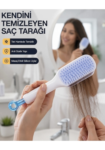 Kargo Kendini Temizleyen Ergonomik Saç Tarağı Abs Gövde, Silikon Diş Najmaddin