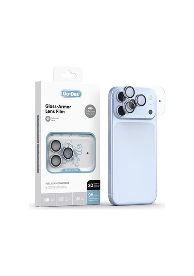 İphone 18 Pro Max Uyumlu Go Des Fc011 Glass Armor Serisi Kamera Lens Koruyucu Açık Mavi