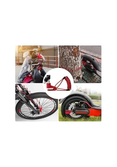 Disk Kilidi Ve Spiral Çelik Halat, 2'li Güvenlik Seti, Motosiklet İçin