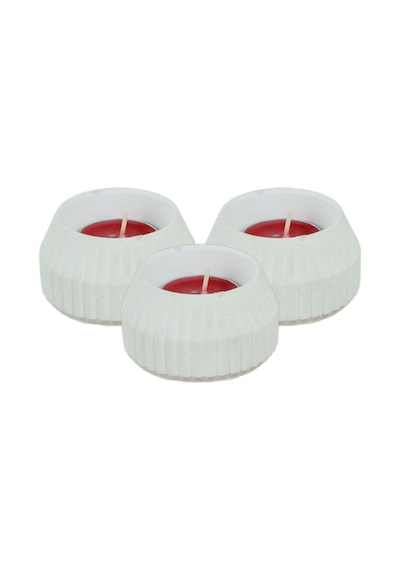 Mumluk Şamdan 3 Adet Tealight Uyumlu Çizgili Model - Beyaz