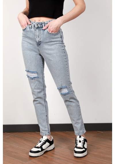Giysa Kadın Lyc Lazer Kesim Skinny Jean Mavi