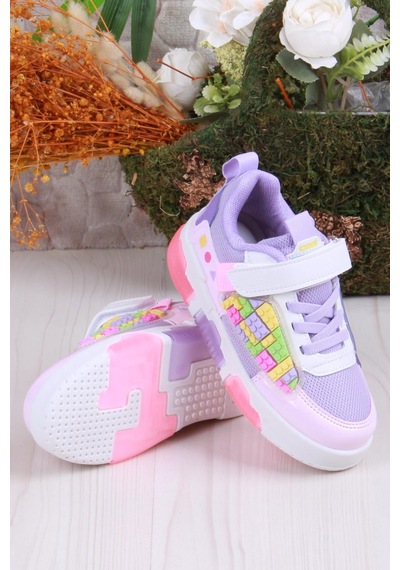 Fort Cool Legos Rahat Hafif Sneaker Işıklı Kız Çocuk Ayakkabı Mor