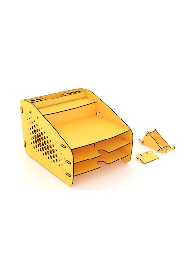 Design Otto Fx Medium Hexa - 6 Renk Evrak Rafı Masaüstü Organizer Siyah