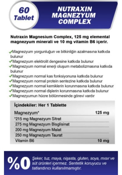Magnezyum Complex 60 Tablet 125 Mg & Nutraxin Iron Max 17 Mg