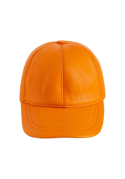 Tezzgelsin Unisex %100 Deri Arkadan Ayarlanabilir Baseball Kep Şapka Turuncu
