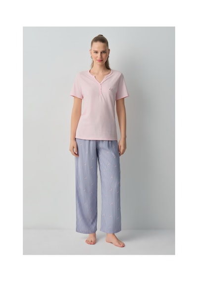 Suwen Jade Pamuklu Pijama Takımı Wsh105100251075 Mavi