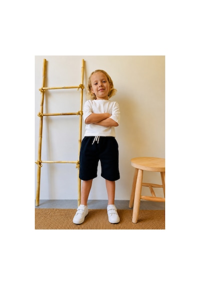 Genel Markalar Luniva Butik Unisex Çocuk Beyaz Basic Tişört Siyah Waffle Şort Takımı Yazlık 2'li Takım Beyaz Genel Markalar Luniva Butik Unisex Çocuk Beyaz Basic Tişört Siyah Waffle Şort Takımı Yazlık 2'li Takım Beyaz