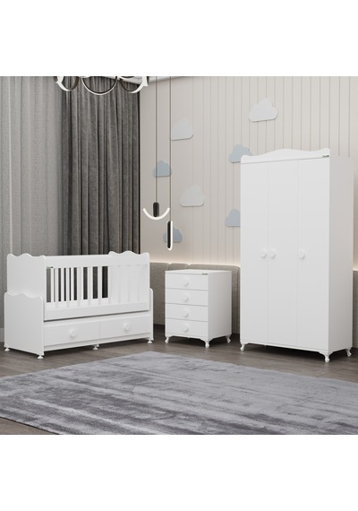 Elegant Yıldız 3 Bebek Odası Takımı - Beyaz Beyaz