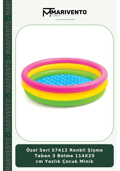 Özel Seri 57412 Renkli Şişme Taban 3 Bölme 114x25 Cm Yazlık Çocuk Minik Çok Renkli