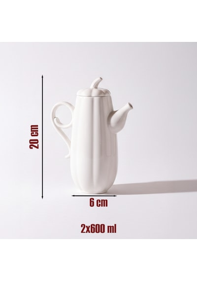 Porsima 17019 2li Pumpkin Porselen Çok Amaçlı Sunum Ve Servis Yağdanlığı Yağlık Sirkelik Yağdanlık 600+600 Ml Beyaz