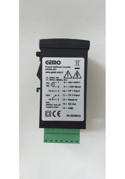 Gemo Ds204-24V Dijital Sayıcı Counter Besleme Voltajı:18.32Vdc-Ac