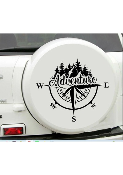 Pusula Ve Macera Sticker - Adventure 4x4 Off Road Pickup Sticker - Araba Oto Karavan Sticker - 00302 60x52 Cm