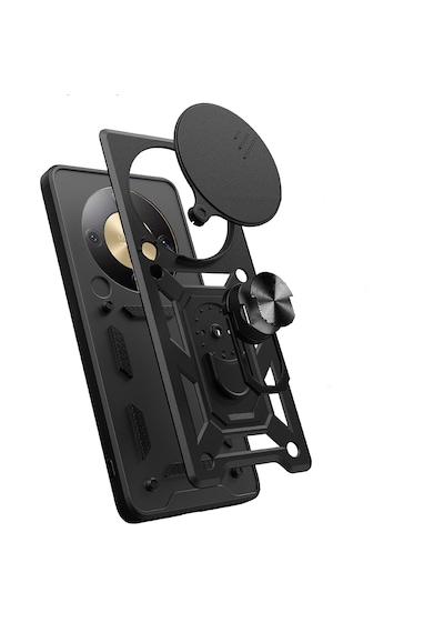Honor Magic 8 Lite 5g Kılıf Tam Korumalı Magnetik Standlı Kamera Korumalı Sürgülü Vega Kapak Siyah