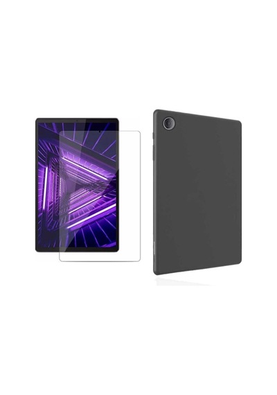Lenovo Tab M10 Hd Uyumlu Tb-x306f Za6w0026tr Siyah Silikon Tablet Kılıfı + Kırılmaz Cam Arka Kapak