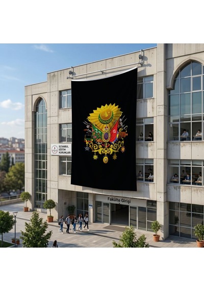 Siyah Osmanlı Arması Bayrağı 140gr Premium Raşel Kumaş 6x9 Metre Diğer