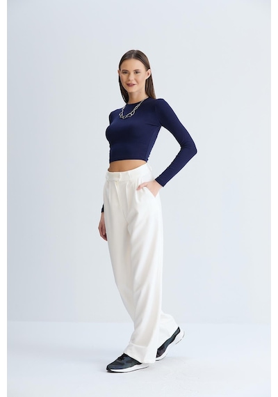 Sortie Collection Rahat Kesim Klasik Model Kumaş Pantolon Ekru