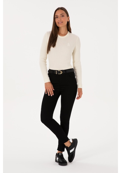 U.S. Polo Assn. Kadın Siyah Toothpick Fit Kanvas Pantolon 50317139-VR046