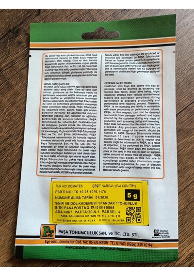 Paşa Tohumculuk Domates Tohumu Narcan-8 5gr