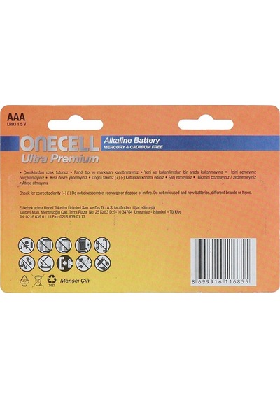Onecell LR03 Ultra Premium 1.5V AAA Alkalin Pil 8'li