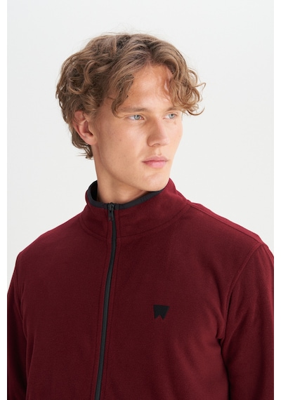 Wrangler Regular Fit Normal Kesim Dik Yaka Fermuarlı Bordo Polar Ceket Wine