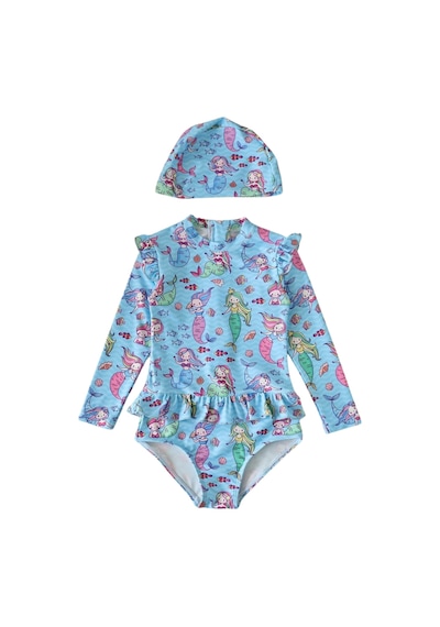 Petityu Upf50+ Omuz Fırfır Detaylı Mermaid Aşırı Şirin Denizkızı Mayo Bone Set Mavi - Pembe Petityu Upf50+ Omuz Fırfır Detaylı Mermaid Aşırı Şirin Denizkızı Mayo Bone Set Mavi - Pembe