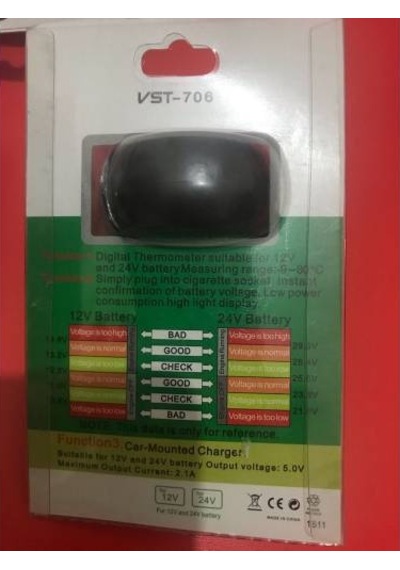 Araç Voltmetre Termometre 3in1
