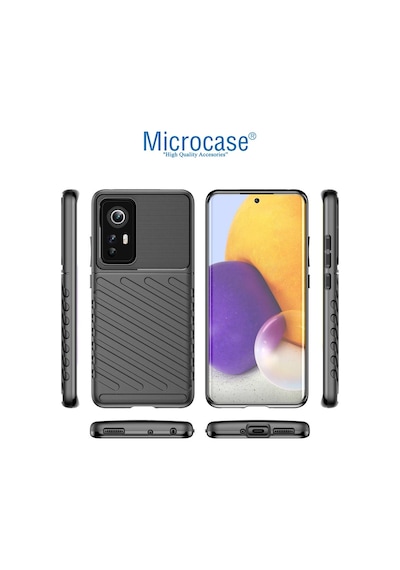 Microcase Xiaomi Mi 12X Thunder Serisi Silikon Kılıf-Siyah
