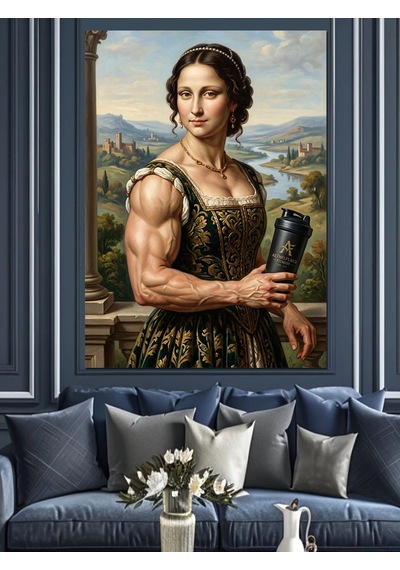 Kaslı Vücutlu Modern Mona Lisa Dekoratif Kanvas - Mdf Ahşap Tablo