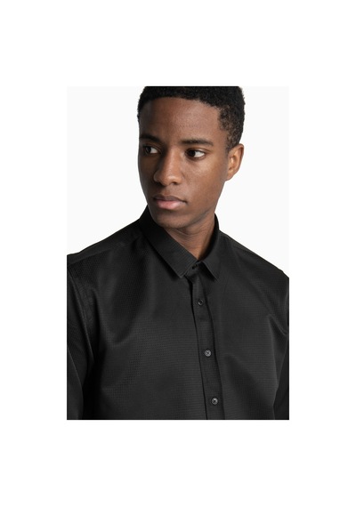 Tudors Modern Slim Fit Pamuklu Kolay Ütü Armürlü Erkek Siyah Gömlek-26634-siyah Siyah Tudors Modern Slim Fit Pamuklu Kolay Ütü Armürlü Erkek Siyah Gömlek-26634-siyah Siyah