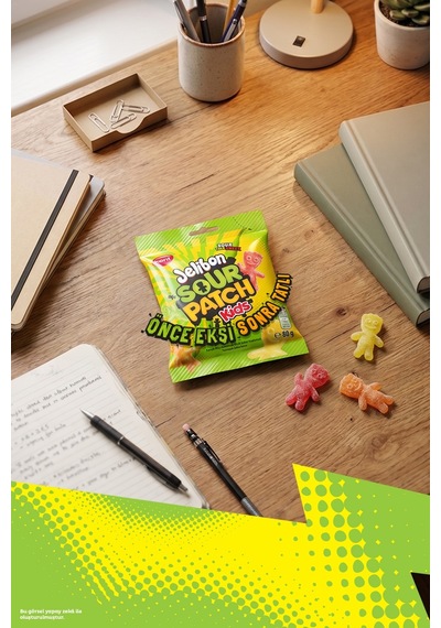 Kent Jelibon Sour Patch Kids Karışık Meyve Aromalı Şekerleme 24 x 80 G