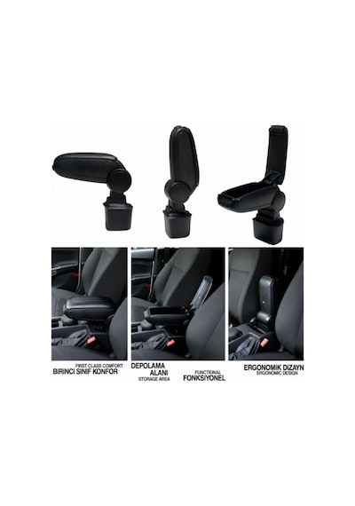 Dacia Dokker 2012 2013 2014 2015 Uyumlu Araca Özel Kolçak Kol Dayama Orta Konsol Siyah