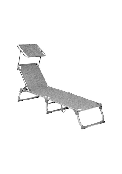 Songmics Gcb19tg Ayarlanabilir Ve Katlanabilir Gölgelikli Şezlong, 55x193x31 Cm, Gri Kırçıllı,