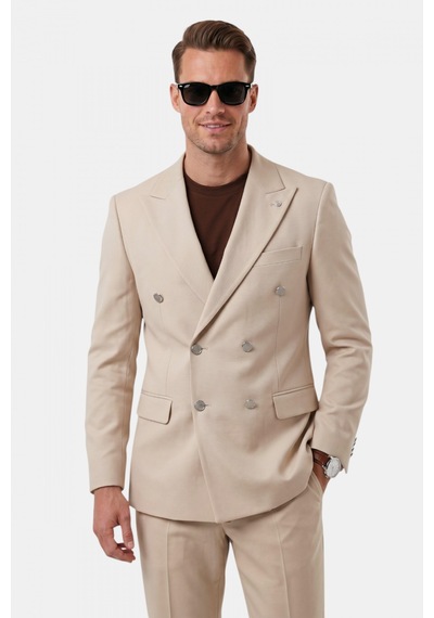 Deep Sea Deepsea Erkek Bej Slim Fit Kruvaze Takım Elbise Likralı Çizgili Dokulu Metal Düğmeli 2600820 Deep Sea Deepsea Erkek Bej Slim Fit Kruvaze Takım Elbise Likralı Çizgili Dokulu Metal Düğmeli 2600820