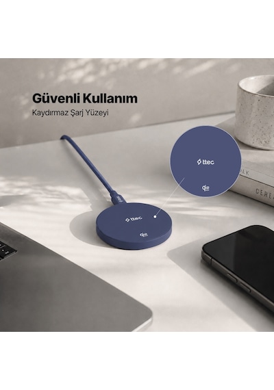 Ttec Aircharger Pro 2 Bliss Qi2.2/magsafe Özellikli 25w iPhone Uyumlu/android Stantlı Kablosuz Hızlı Şarj A Mavi