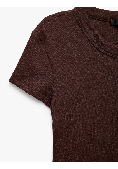 Koton Slim Fit Düğmeli Bisiklet Yaka Kısa Kollu Hırka Kahverengi 7wak30024ek Kahve