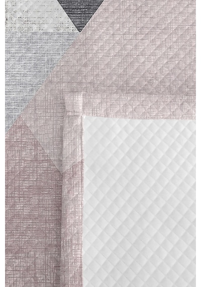 Geometrik Gri Genç Odası Tek Kişilik Pike Takımı - Pudra Modern 160x220 Cm Kapitone Yatak Örtüsü Masalsı Örtü Uyumu