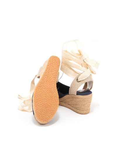 Star Tombis Gerçek Elişi Ipli Espadril Dolgu Topuk Keten Espadril Handmade Lacivert