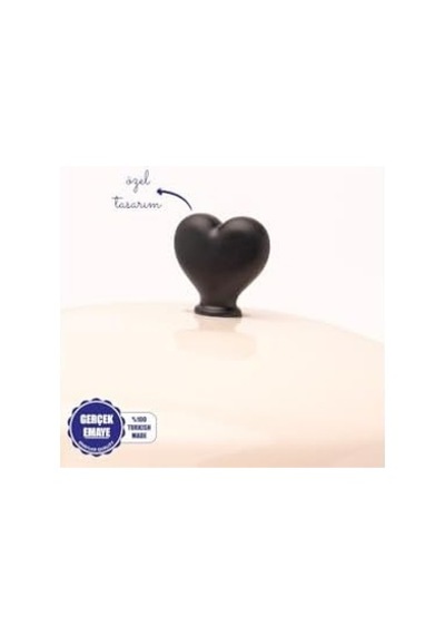 Black Cupid Kalp Desenli Emaye Yoğurt/bakliyat Bakracı 20 Cm-3 Litre-tüm Ocaklarla Uyumlu