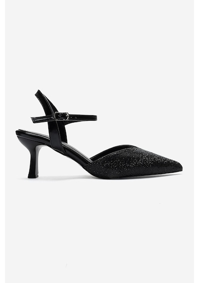 Luvi Shoes Nıvora Siyah Taşlı Kadın İnce Topuklu Abiye Ayakkabı