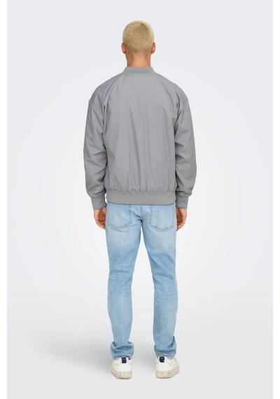 Only & Sons Erkek Onsgavın Ribanalı Mevsimlik Spor Bomber Ceket 22030757 Gri Gri
