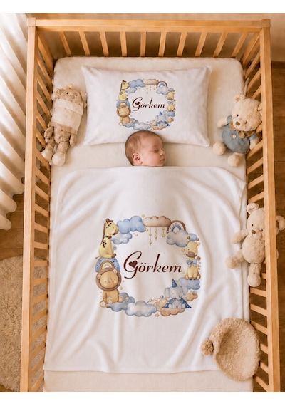 Pia Baby İsme Özel 5 Parça Erkek Bebek Hastane Çıkışı Tulum Seti %100 Pamuk Organik Baskılı 1057tyb0x Ekru