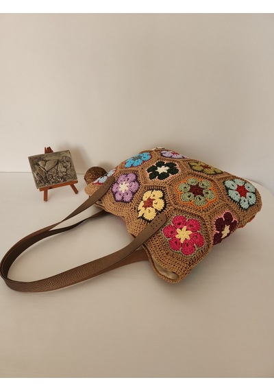 Fikriharika Design El Yapımı Renkli Afrika Çiçeği Motifli Kağıt İp Omuz Çantası Astarlı Ve Cepli, Bohem Tasarım Çok renkli Fikriharika Design El Yapımı Renkli Afrika Çiçeği Motifli Kağıt İp Omuz Çantası Astarlı Ve Cepli, Bohem Tasarım Çok renkli