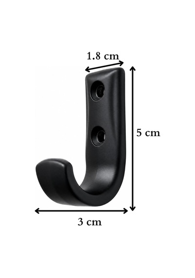 Metal Duvar Askısı, J Tipi, 5x3x1.8 Cm, Montaj Vidaları Dahil, 5