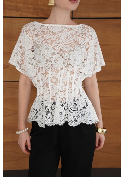 Verymoda Beli Gipeli Brode Bluz D2966 Krem