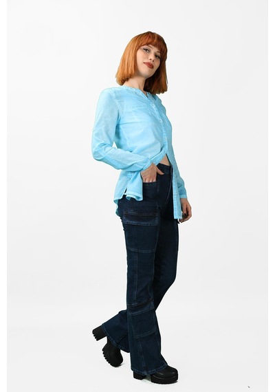 Kadın Kargo Cep Kot Pantolon 001