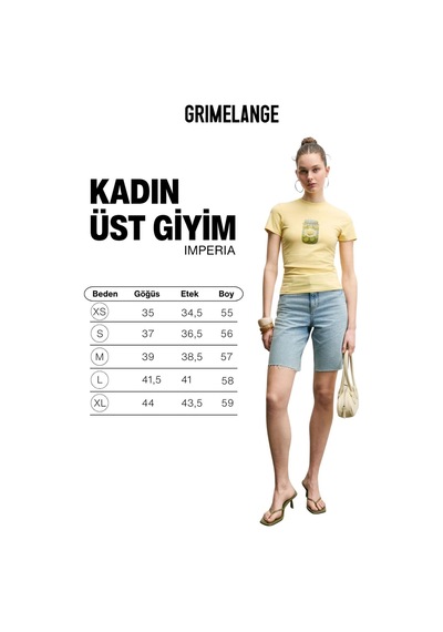 Grımelange Imperıa Kadın Yumuşak Kumaşlı Organik Pamuklu Baskı Detaylı Sarı T-shirt Sarı Grımelange Imperıa Kadın Yumuşak Kumaşlı Organik Pamuklu Baskı Detaylı Sarı T-shirt Sarı