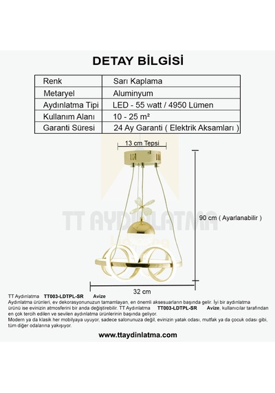 Tt003-ldtpl-sr Tt Ayd.sarmal Sarıkaplama Ledlitoplu3renk Ledavize Gold