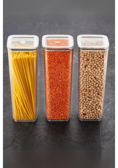 Sude Kare Saklama Kabı 3 X 2 Litre, Şeffaf