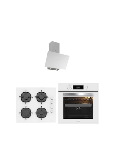 Silverline BO6502W02 - CS5335W01 - 3481 Beyaz Cam Ankastre Set