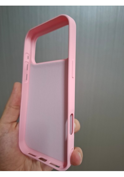 Apple Uyumlu iPhone 17 Pro Max Logolu İçi Kadife Silikon Lansman Kılıf Pembe